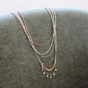 Mixed Yellow & White Gold layered necklace